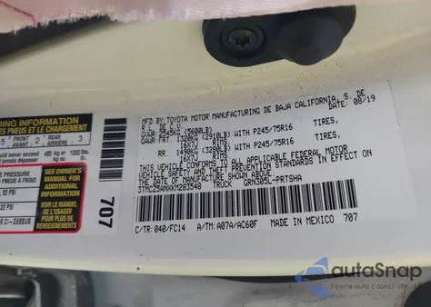 2019 Toyota Tacoma Sr5 V6 из США, поврежденный, VIN 3TMCZ5ANXKM283548